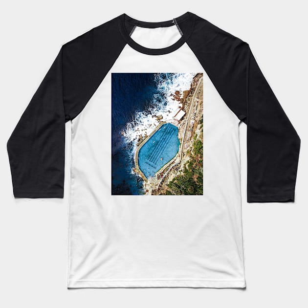 Bronte Ocean Pool Baseball T-Shirt by Drone Man